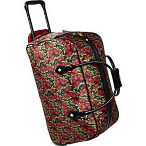 Betsey Johnson Rare Punk Cherry Wheeled Duffel Bag
